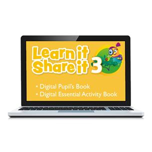 e: Learn it Share it 3 Pupils Book & cuaderno de actividades de refuerzo impreso y digital